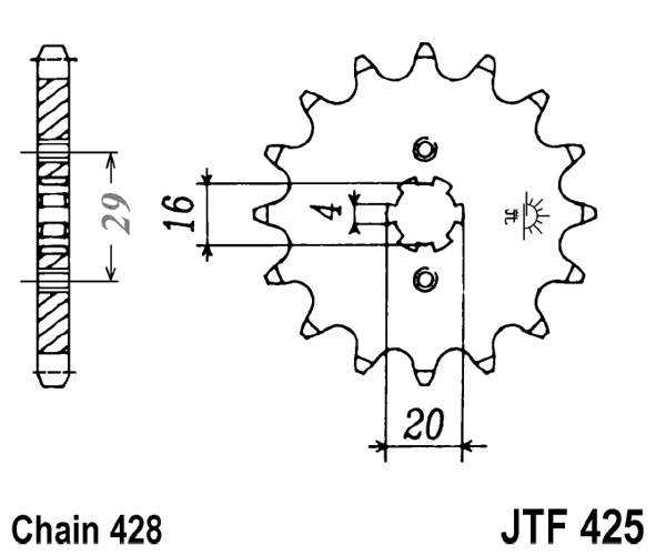 Prednji lančanik JT JTF 425-14 14T, 428